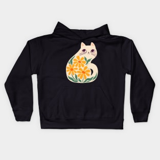 Boho White Cat Kids Hoodie